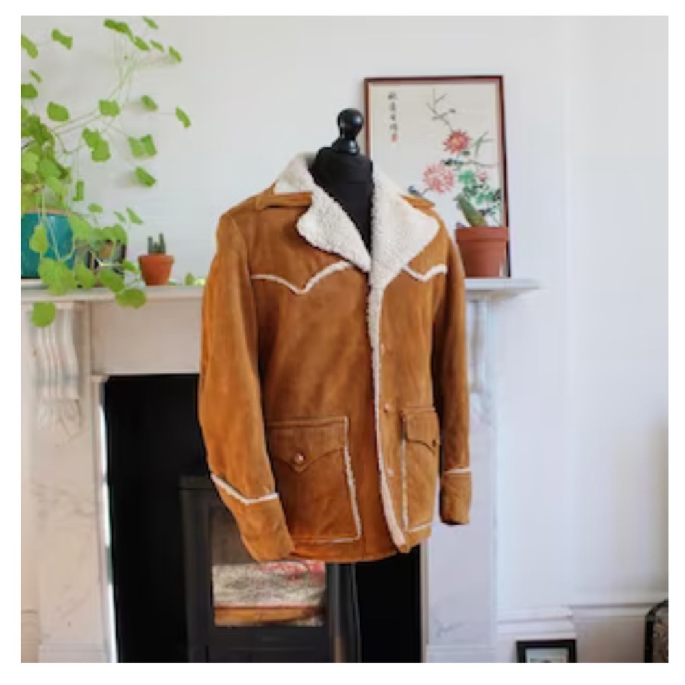 Vintage 70's Schott, Western Shearling Suede Jacket, Size 40 (Large)
